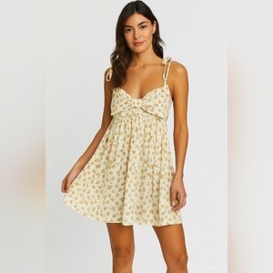 NWT Lucky Brand/ Floral Sundress with Bow Detail/ Cream With Flowers/ Size US M